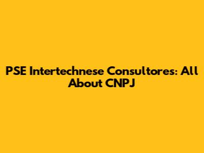 PSE Intertechnese Consultores: All About CNPJ
