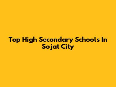 Top High Secondary Schools In Sojat City